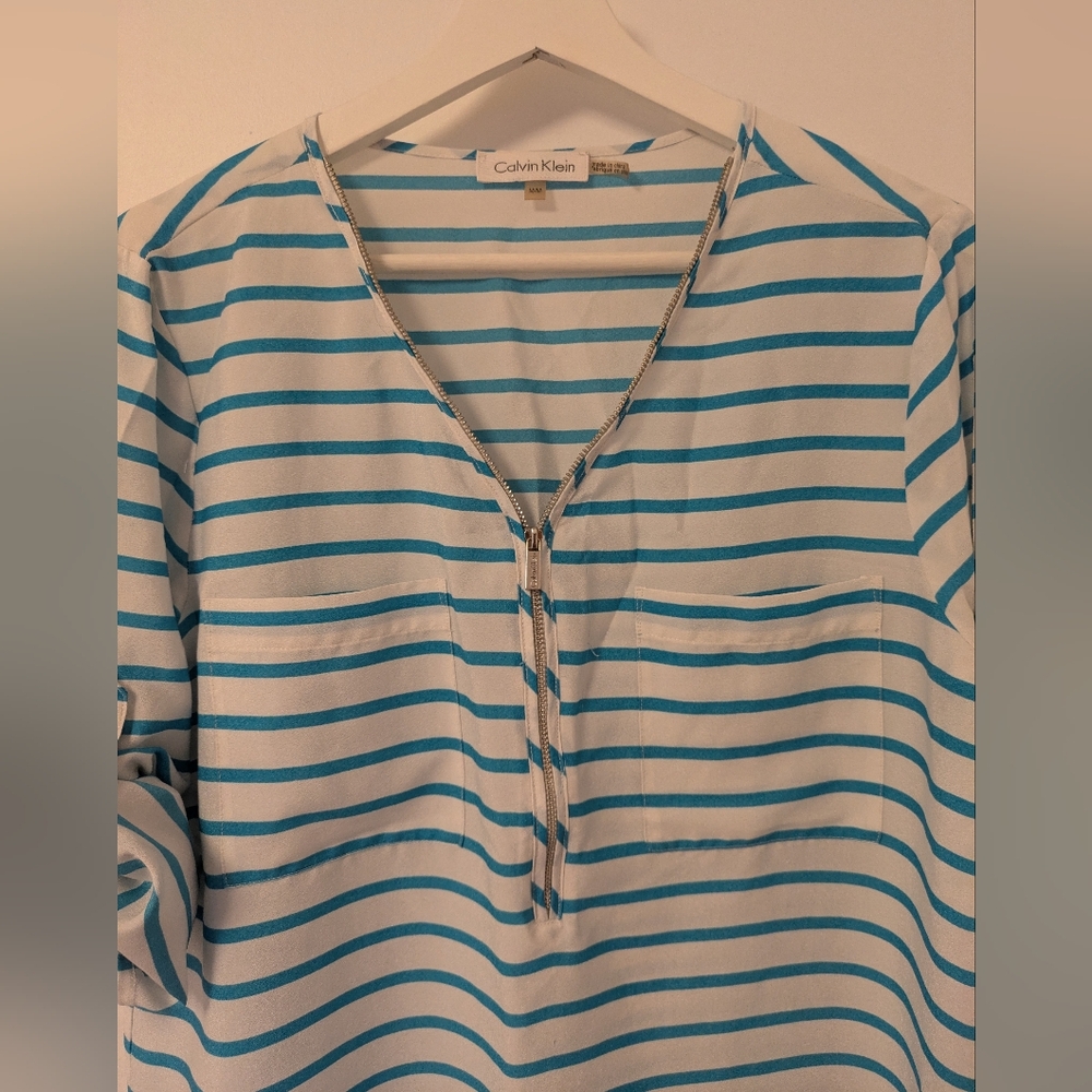 Calvin Klein Teal Striped Blouse